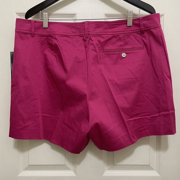 NEW‎ LRL Lauren Ralph Lauren Khaki Shorts Satin Cotton Blend Pink Sz 16 Vintage - Picture 2 of 8